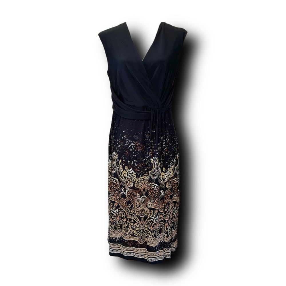 Coldwater Creek Boho Pailsey Faux Wrap Midi Dress